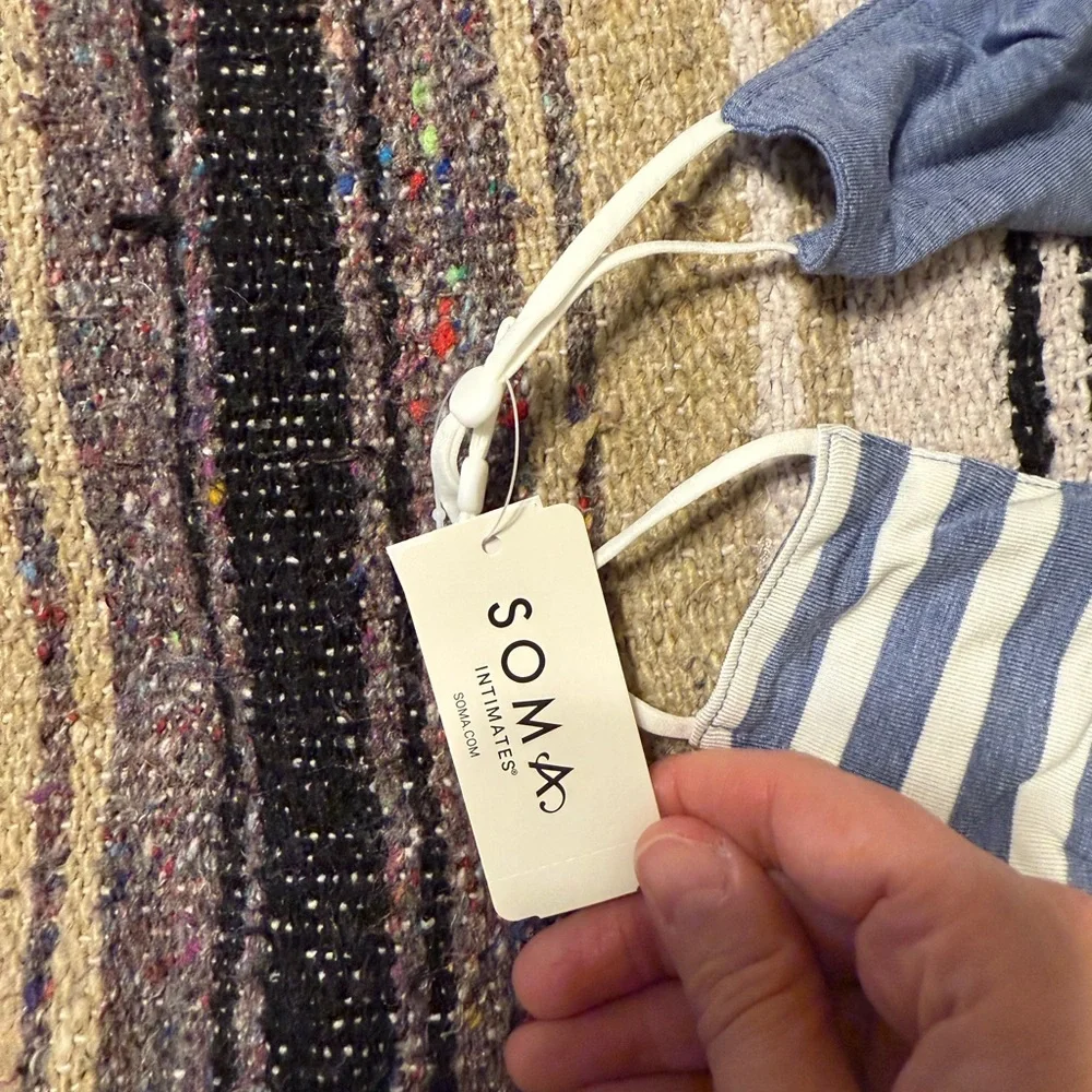 Soma Kids Striped and Solid Blue Face Masks